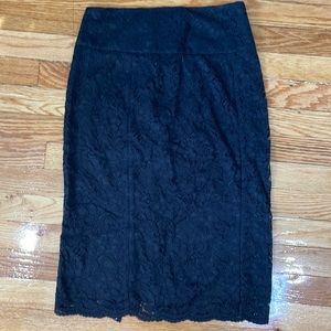 Black lace pencil skirt